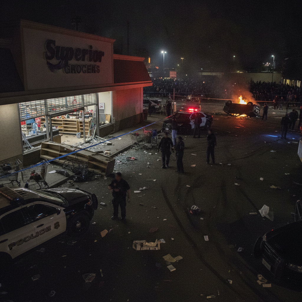 LAPD Investigates Burglary at Superior Grocers During South LA Street Takeover