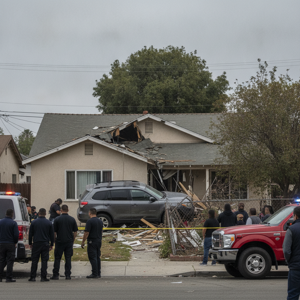 SUV Crashes Into Santa Ana House After Going Airborne