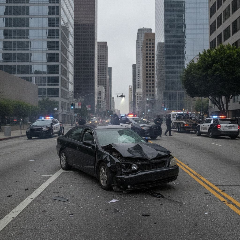 Police Pursuit Follows Long Beach Shooting and Ends in Downtown Los Angeles Crash