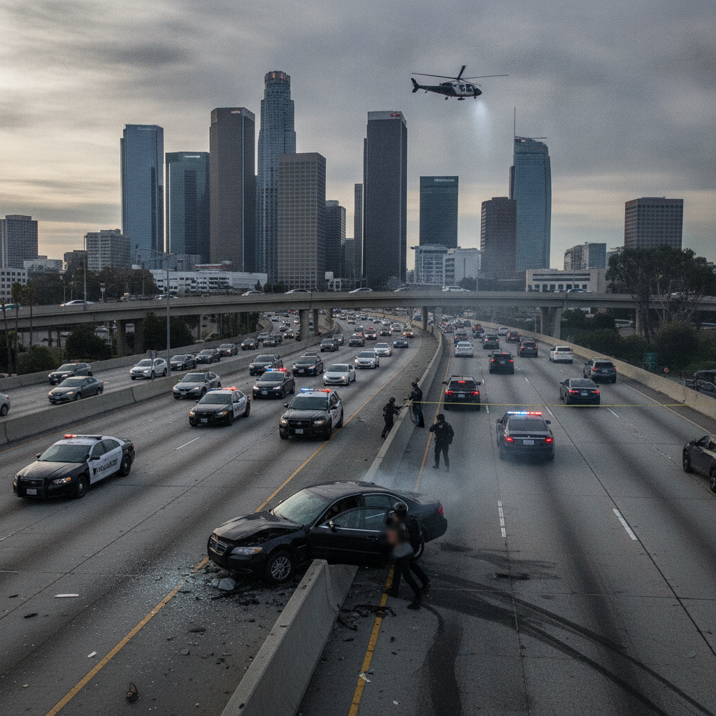 Long Beach Shooting Prompts Freeway Pursuit Ending in Downtown Los Angeles Crash