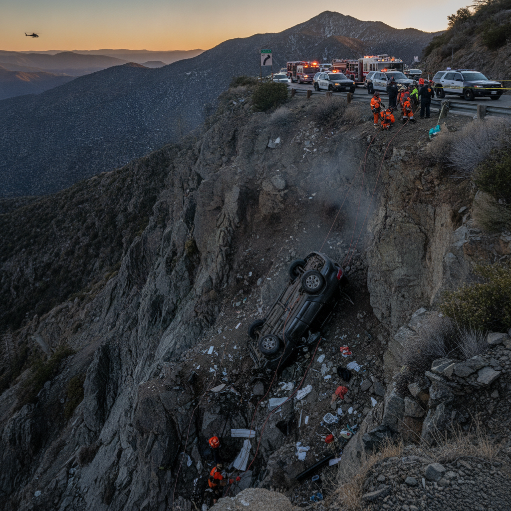 Four Killed in Single-Vehicle Cliff Crash Near Wrightwood